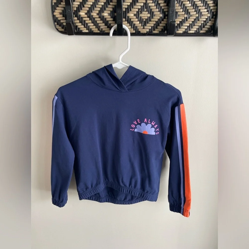 Hanna Andersson Love Always Terry Hoodie - Navy Blue - Size 8 - Picture 2 of 6